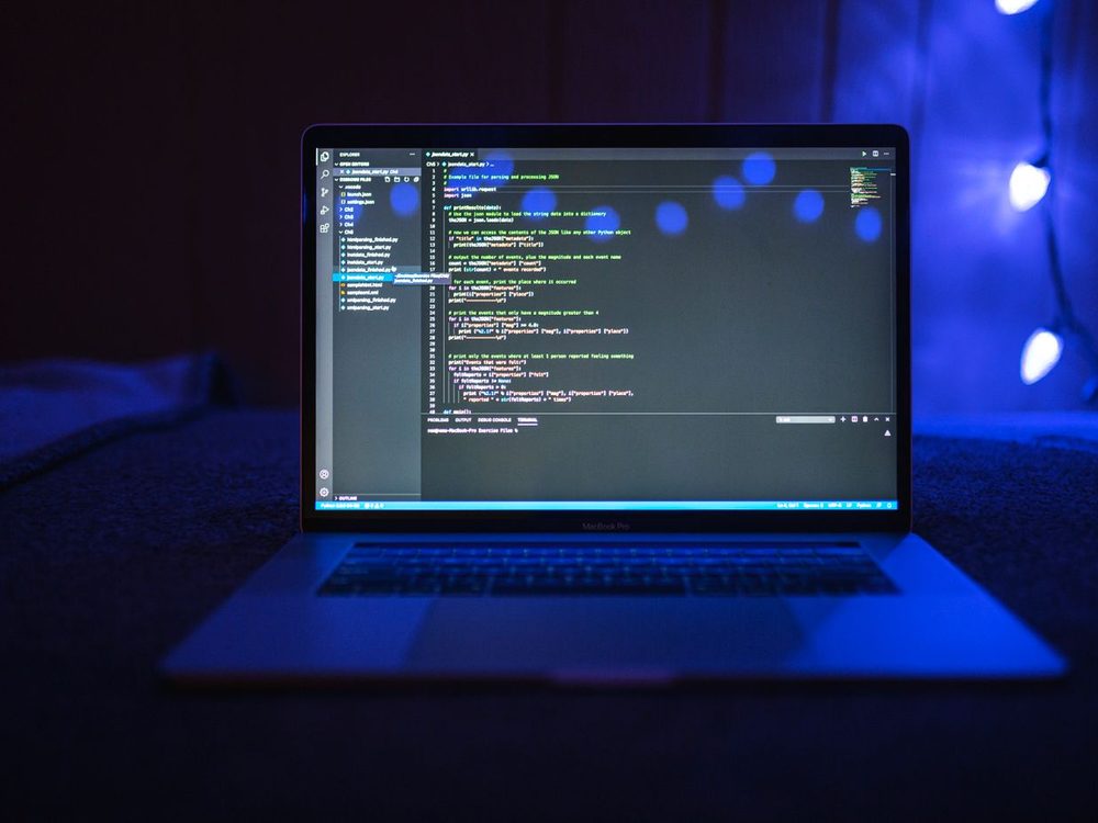 Laptop showing code